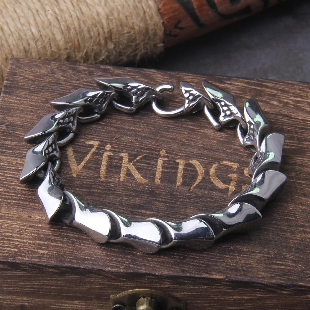 Viking Ouroboros vintage punk bracelet for factory men stainless steel Full Gold