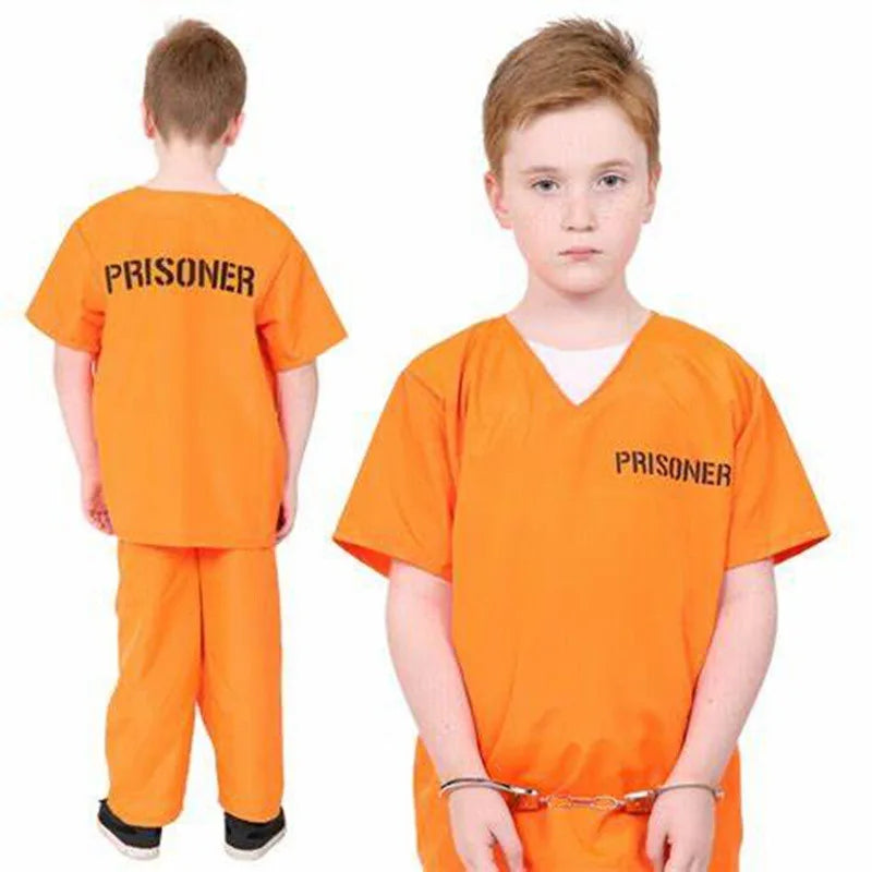 Häftlingskostüm für Erwachsene, orangefarbener Häftlingsoverall, Jailbird-Outfit für Halloween, orangefarbenes Häftlingskostüm, Herren-Gefängnisoverall-Kostüm