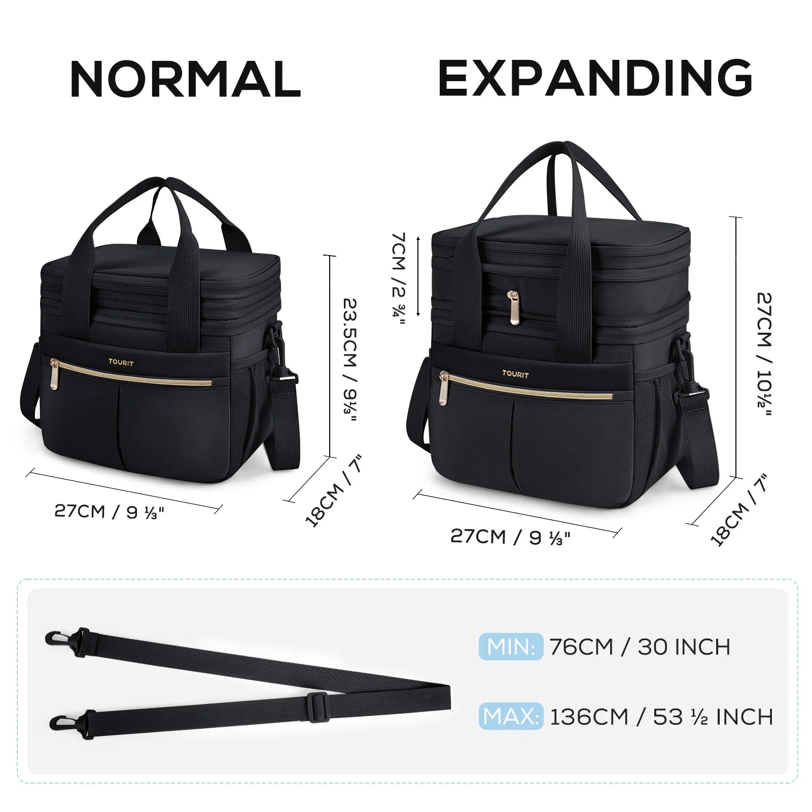 TOURIT Thermal Lunch Box for Women Men Double Deck Insulated Lunch Bag Women Expandable Leakproof Reusable Lunch Cooler Bag