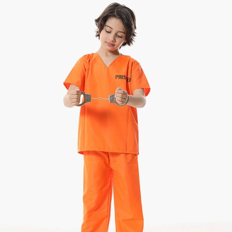 Adult Inmate Costume Orange Prisoner Jumpsuit Jailbird Outfit for Halloween Orange Prisoner Costume Men Jail Jumpsuit Costume