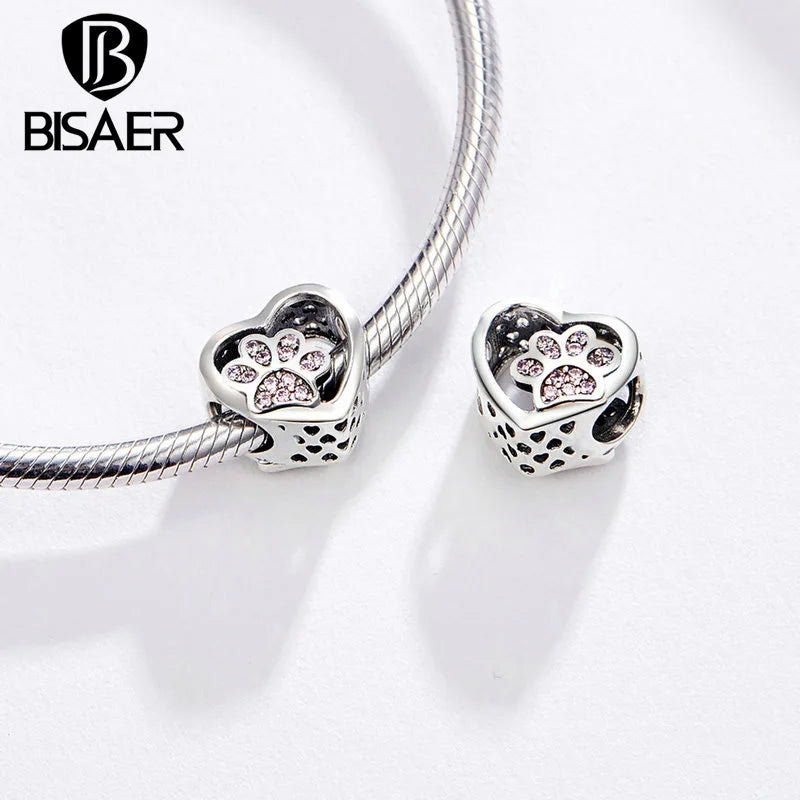 BISAER Alliage Pendentifs Perles Tasse Bulldog Garçon Fille Pendentifs Pingouin Lettre Charmes Perles Ajustement Femmes Bracelets Originaux Bijoux À Faire Soi-Même