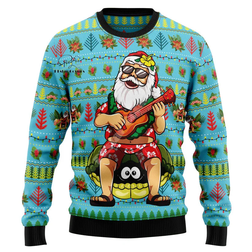 Xmas Santa Claus Cat Animal Colorful Tattoo Retro 3DPrint Funny Christmas Ugly Knitted Sweater Harajuku Casual Long Sleeves X18