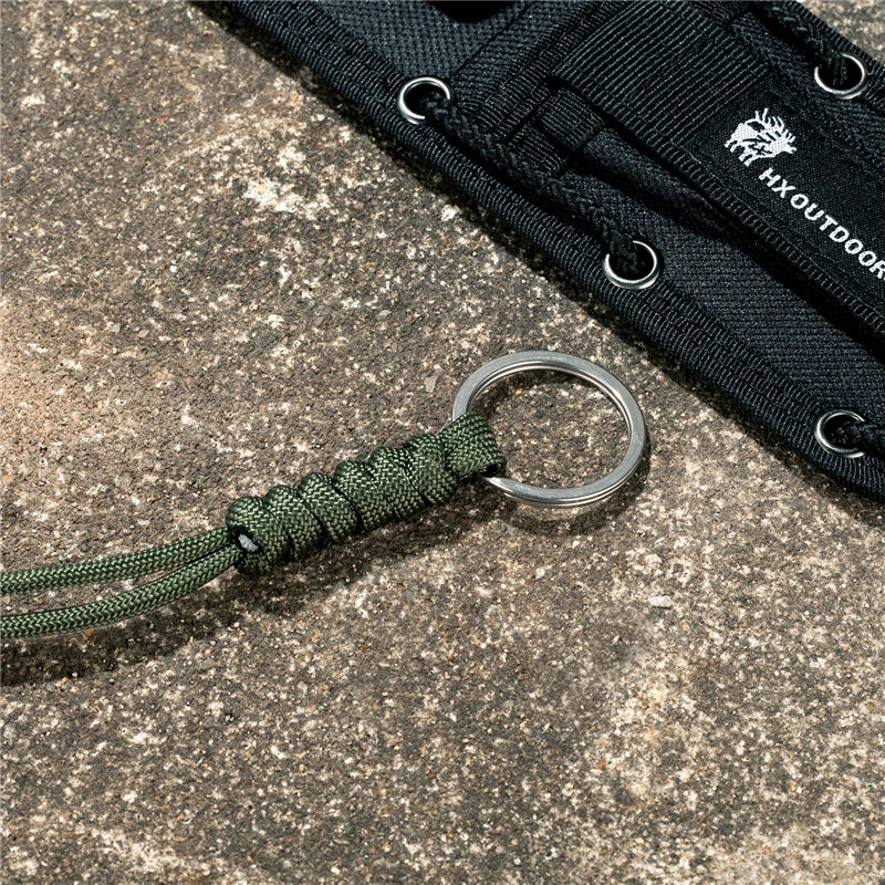 Paracord Braided Woven Keychain Wrist Rope Bracelet Anti-lost Rope Strap 32mm Key Ring Tactical Survival Tool Backpack Buckle