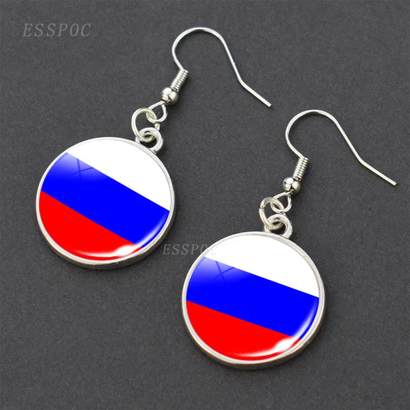 National Flag Pattern Dangle Earrings Israel Russia United States France Italy Germany Spain Flag Women Hook Earring Jewelry