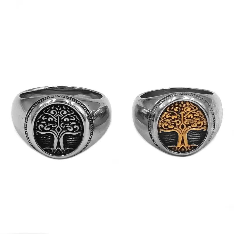 Classic Tree of Life Ring Stainless Steel Jewelry Norse Viking Celtic Knot Life Tree Biker Ring for Men Wholesale SWR0995A