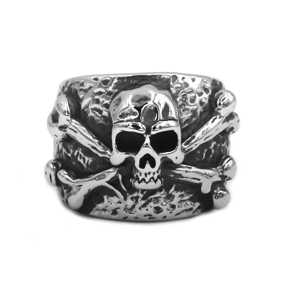 Vintage Bones Skull Ring Stainless Steel Jewelry Classic Punk Ghost Mens Ring for Gift SWR0999A