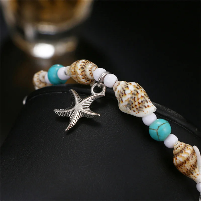 Bohemian Foot Chain Boho Sandals Jewelry Gift Shell Starfish Beads Anklets for Women Beach Anklet Bracelet Handmade