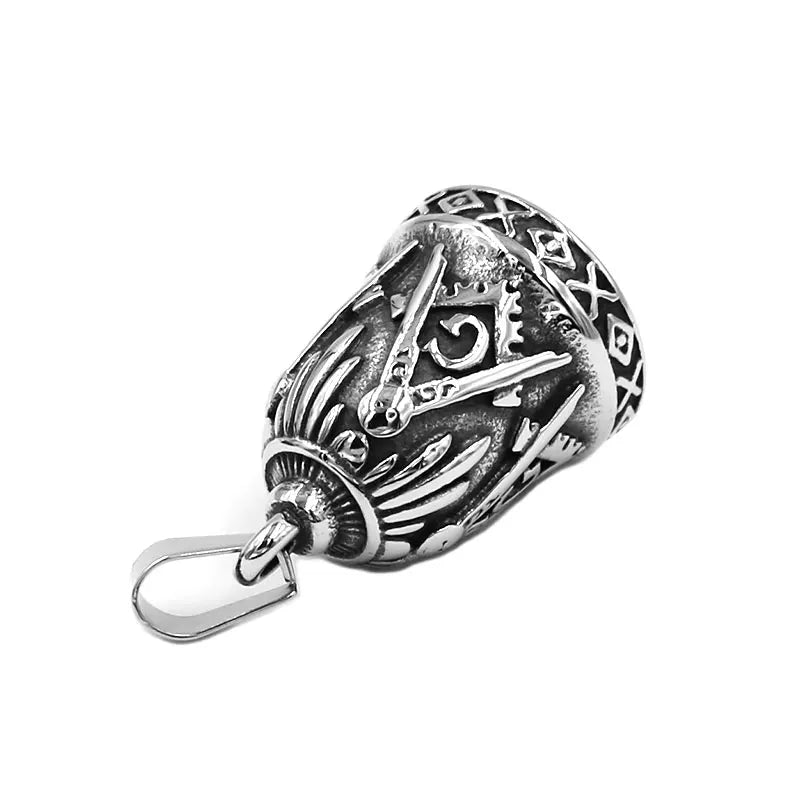 Freemason Masonic Bell Pendant Stainless Steel Jewelry Fashion Masonic Biker Mens Pendant Wholesale SWP0551A