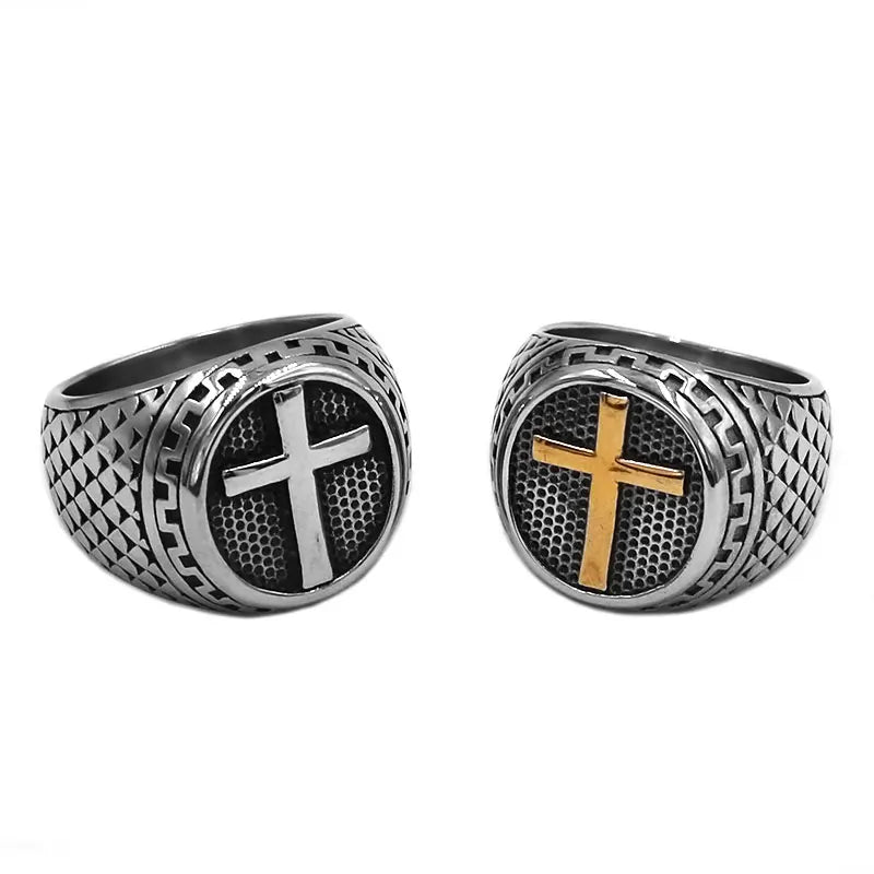 Classic Cross Ring Stainless Steel Jewelry Punk Praying Cross Biker Ring for Men Wholesale SWR0994A