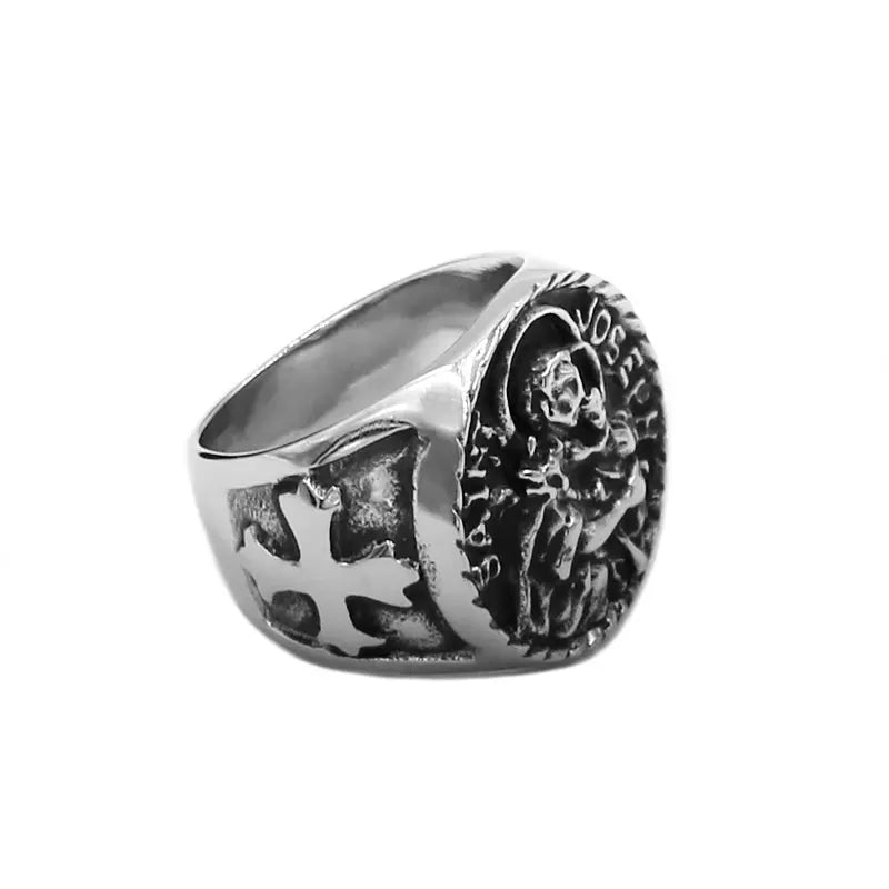 Classic Saint Joseph Ring Stainless Steel Fashion Punk Cross Biker Mens Jewelry Wholesale SWR0975A