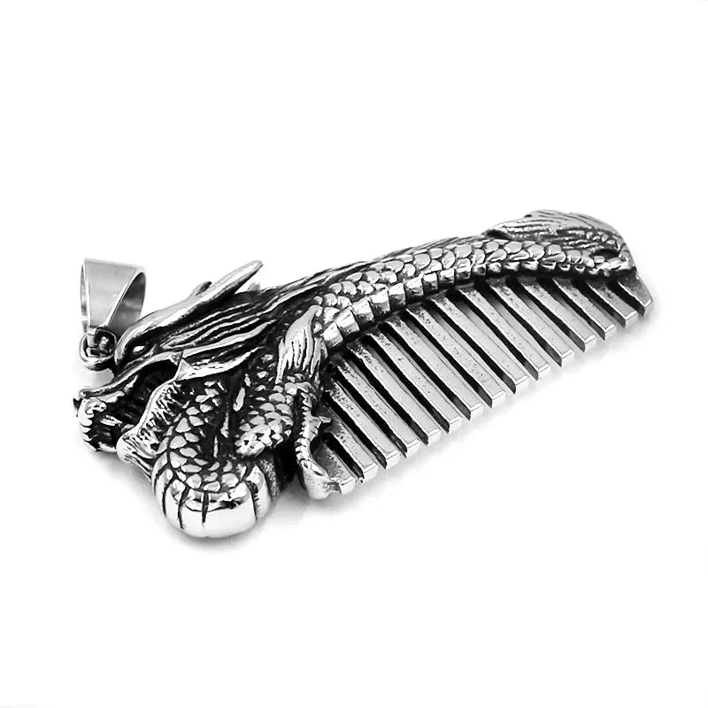 Dragon Comb Pendant Stainless Steel Jewelry Fashion Animal Peacock Comb Biker Men Women Pendant Gift SWP0607A