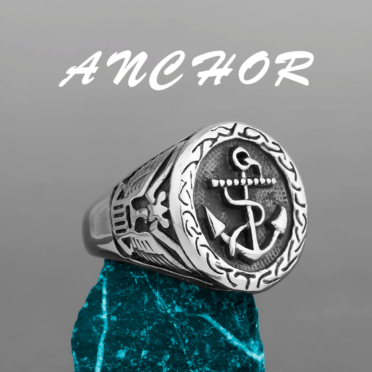 Nordic Viking Stainless Steel Ring Anchor Compass Tree of Life Viking Rune Wolf Men and Women Ring Jewelry Factory Wholesale