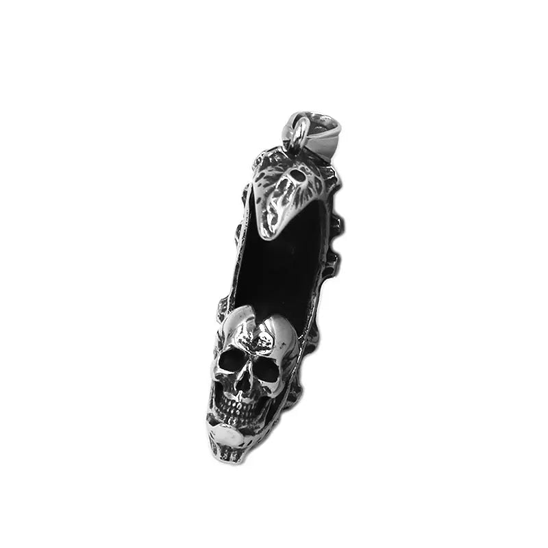 Skull Moon Pendant Stainless Steel Jewelry Fashion Skull Biker Mens Pendant Wholesale SWP0559A