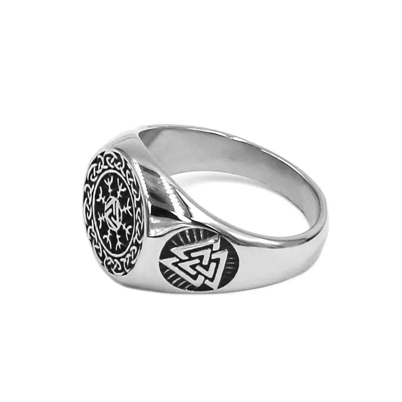 Charm Norse Viking Rune Ring Stainless Steel Classic Odin Symbol Amulet Biker Mens Jewelry SWR0977A