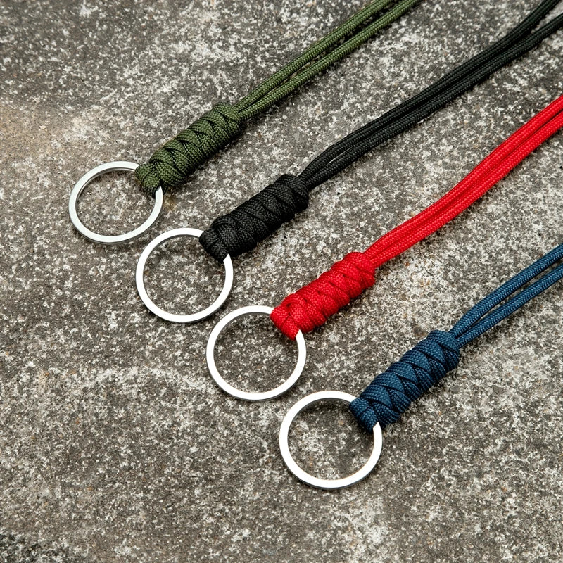 MKENDN Outdoor Rock Climbing Paracord Men Women ID Lanyard Cobra Snake Knot Split Ring ID Holder Neck Lanyard Badge Holder Gift