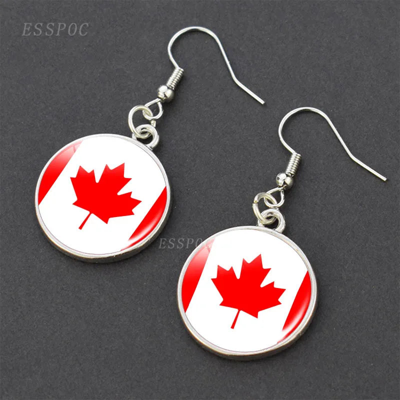 National Flag Pattern Dangle Earrings Israel Russia United States France Italy Germany Spain Flag Women Hook Earring Jewelry