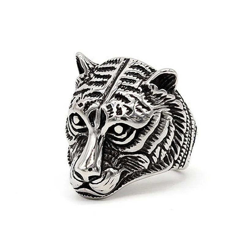 Personality Animal Dragon Elephant Lion Tiger Wolf Rings for Men Stainless Steel Cool Biker Ring Fashion Jewelry Accessories