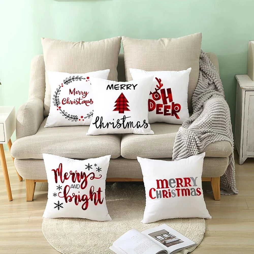 Housse de coussin de Noël 45 cm Navidad Joyeux Noël Décorations pour la maison 2024 Noël Noël Cristmas Ornements Cadeaux du Nouvel An 2025