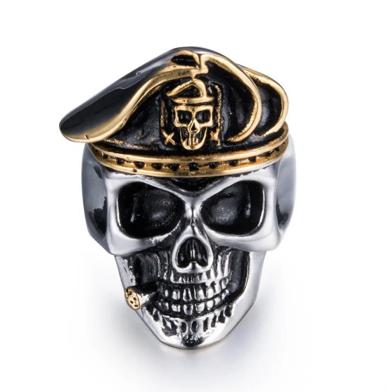 Klassischer Totenkopfring für Spezialkräfte-Offiziere, für Herren, Rock-Biker-Schmuck