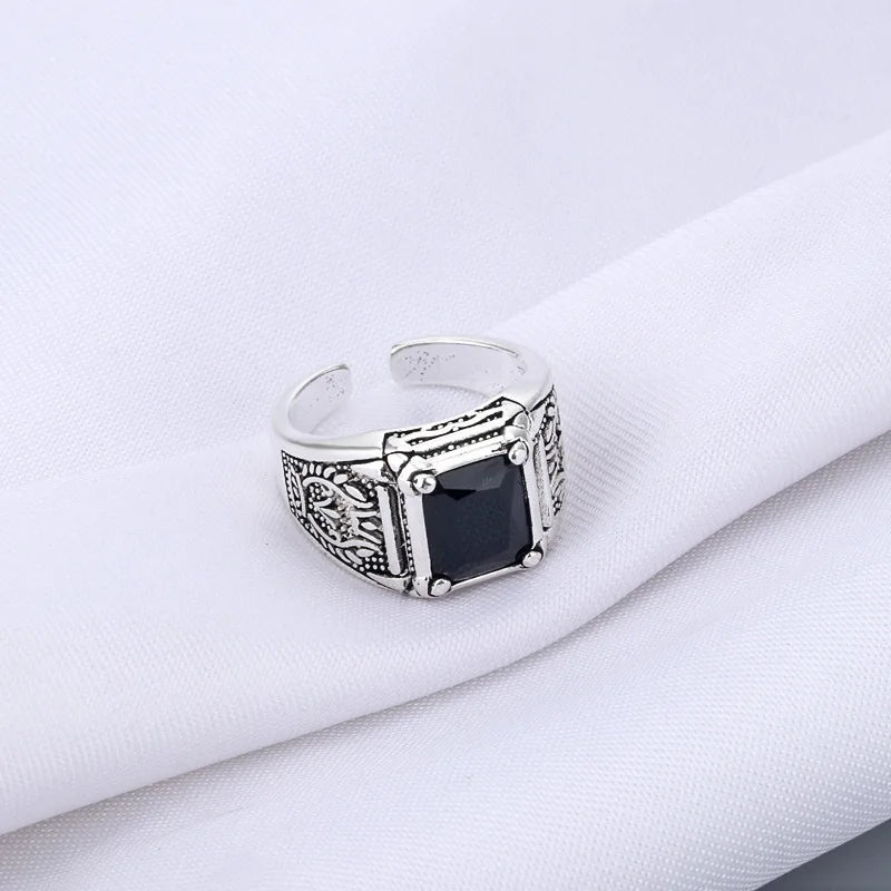 100% 925 Sterling Silber Neue Ankunft Retro Schwarz Kristall Männer Ring Original Schmuck Für Mann Weihnachten Geschenk Nie Verblassen Billig