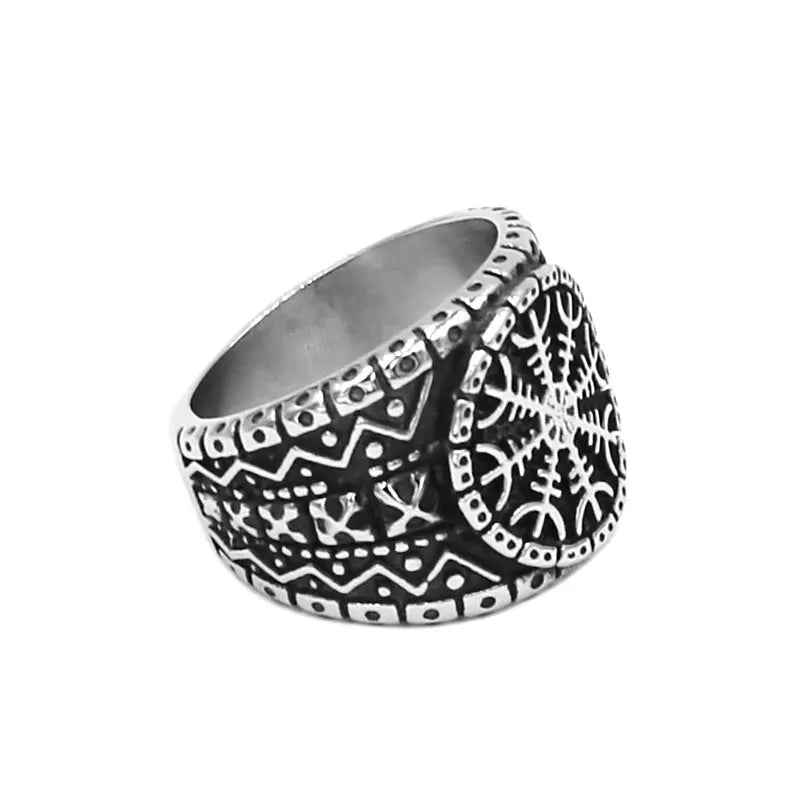 Charm Norse Viking Rune Ring Stainless Steel Classic Odin Symbol Amulet Biker Mens Jewelry SWR0977A