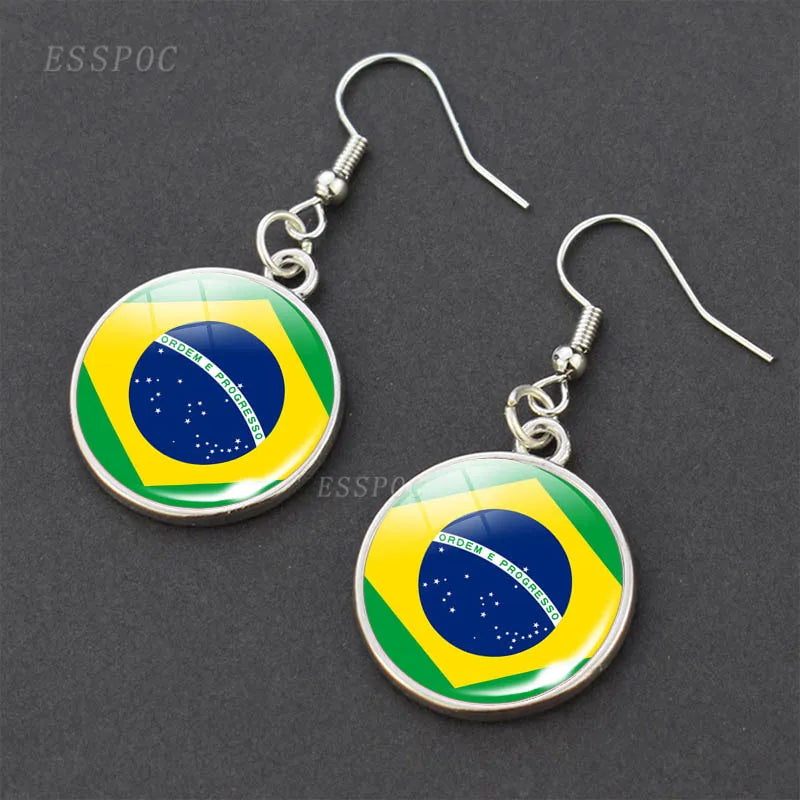 National Flag Pattern Dangle Earrings Israel Russia United States France Italy Germany Spain Flag Women Hook Earring Jewelry