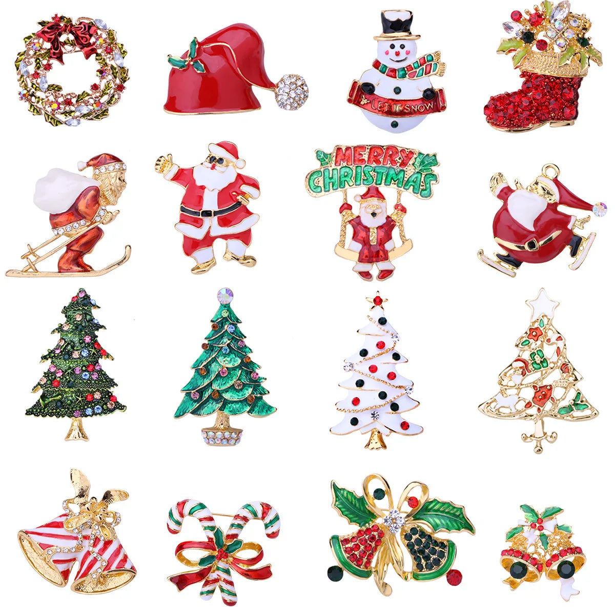 Luxury Exquisite Christmas Brooch Pin Snowman Santa Claus Boot Garland Fashion Jewelry Gift Christmas Decoration Brooches