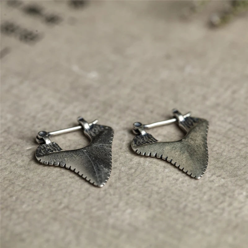 925 Sterling Silver Shark Teeth Stud Earrings Men Women Punk Earrings Vintage Street Party Jewelry Gifts for Girls Women Jewelry