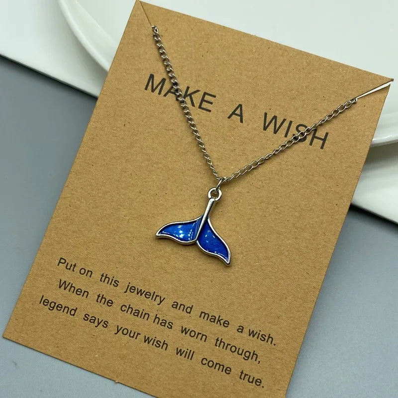 New Design Animal Women Necklace Fashion Whale Tail Fish Nautical Charm Mermaid Tails Necklaces Jewelry Gift Collar Necklace