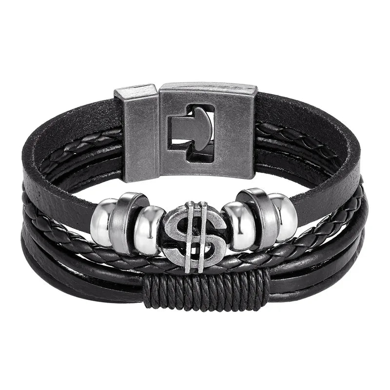 2023 Newest Design Fashion Multi-layer Leather Bracelet Men Vintage Punk Anchor Bracelets Women Nautical Jewelry Preferred Gift