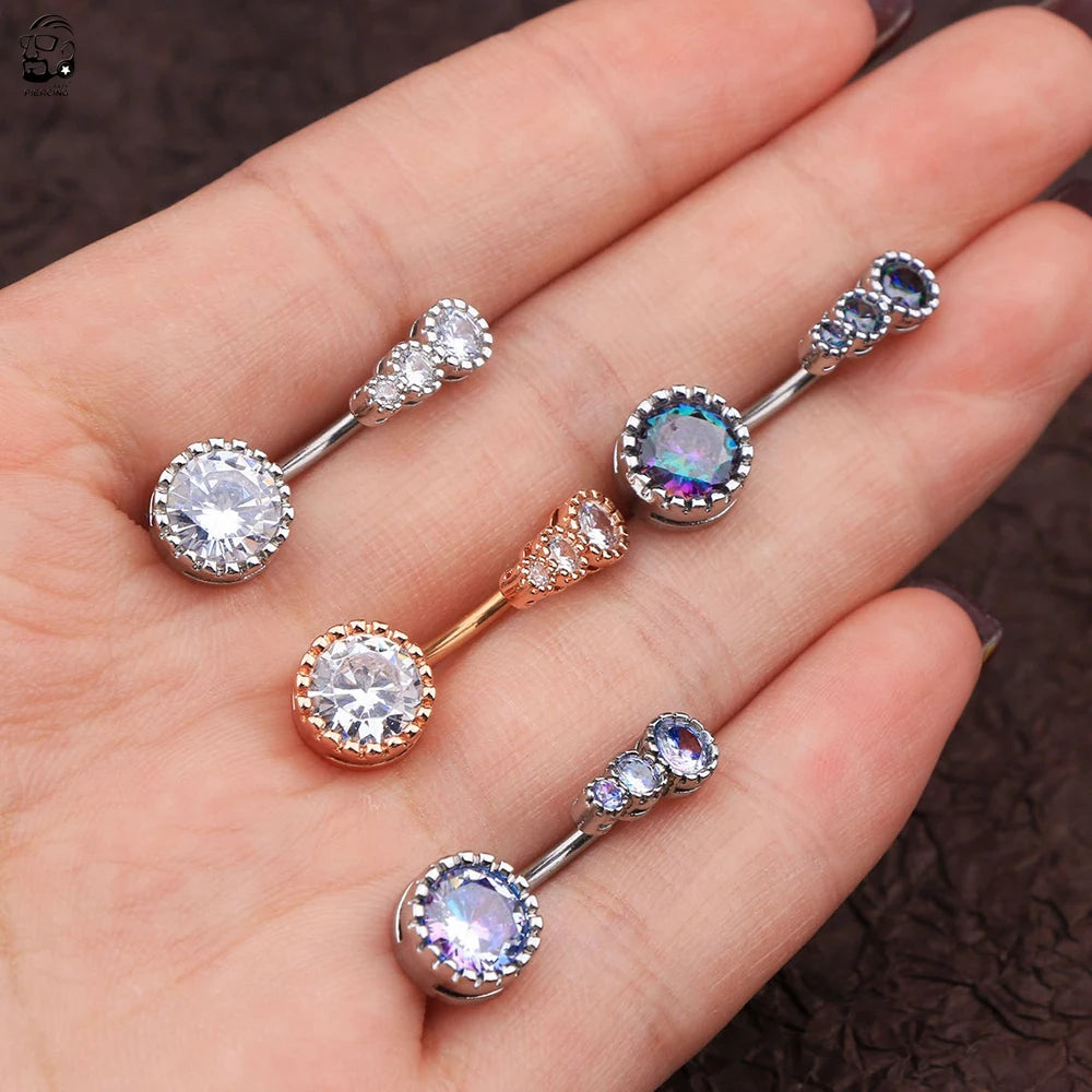 Crystal Belly Button Ring Bar Barbell Drop Dangle Body Piercing Nombril Ombligo Oreja Navel Ring Men Women Body Jewelry 1.6*10mm