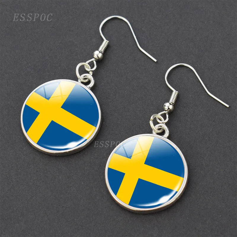 National Flag Pattern Dangle Earrings Israel Russia United States France Italy Germany Spain Flag Women Hook Earring Jewelry