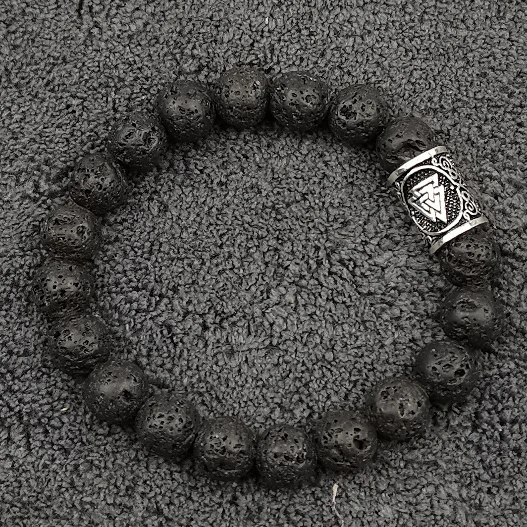 Fashion Charm Beads Bracelet Vintage Volcano Lava Stone Beads Runes Beads Men Bracelet Viking Rune Bracelet Jewelry Women Gift