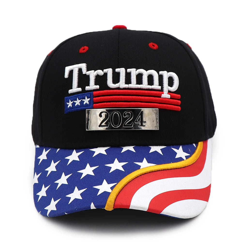 Gorra de béisbol con la bandera de Estados Unidos de Donald Trump 2020 cambiada a 2024 Gorra con visera ajustable Keep America Great Gorra de presidente con bordado 3D al por mayor