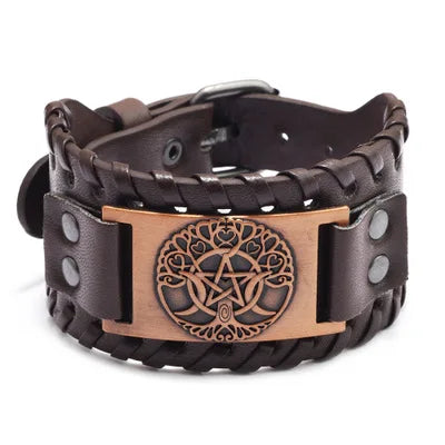 Odin Raven Charm Rune Vegvisir Leather Bracelet Men Punk Slavic Bangle Male Wristband Viking Bracelet Mens Jewelry