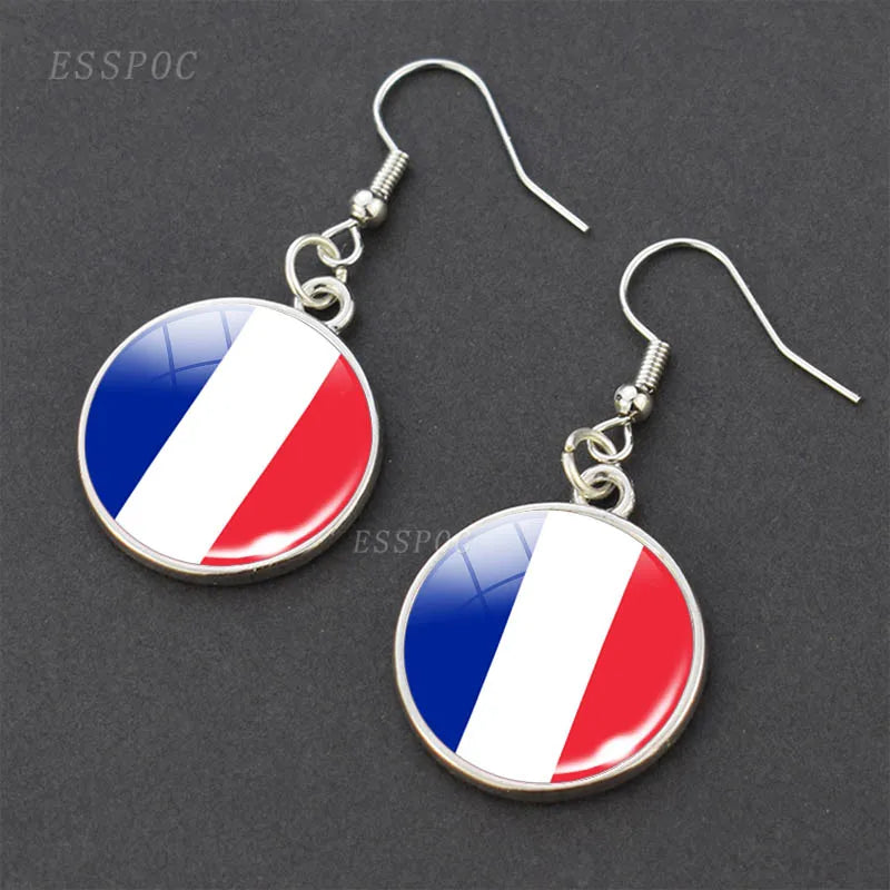 National Flag Pattern Dangle Earrings Israel Russia United States France Italy Germany Spain Flag Women Hook Earring Jewelry