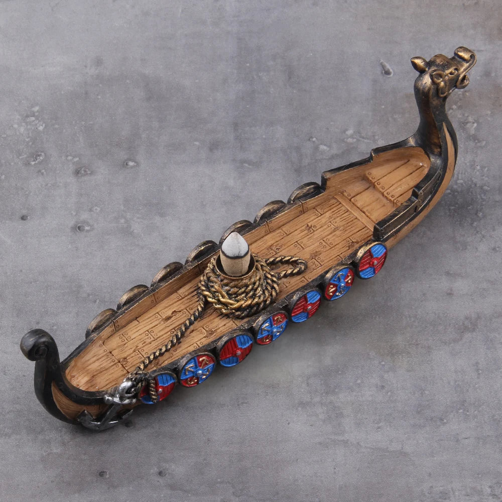 Viking Dragon Boat Incense Burner - Holder