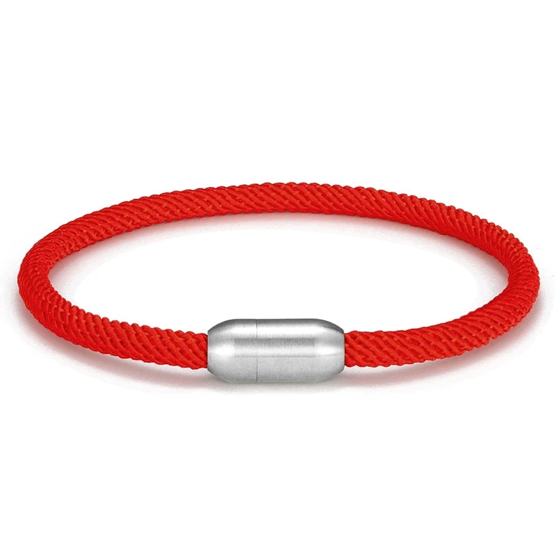 MKENDN Men Women Minimalist Single Nautical Survival Rope  Paracord Bracelet Stainless Steel Yoga Magnet Jewelry