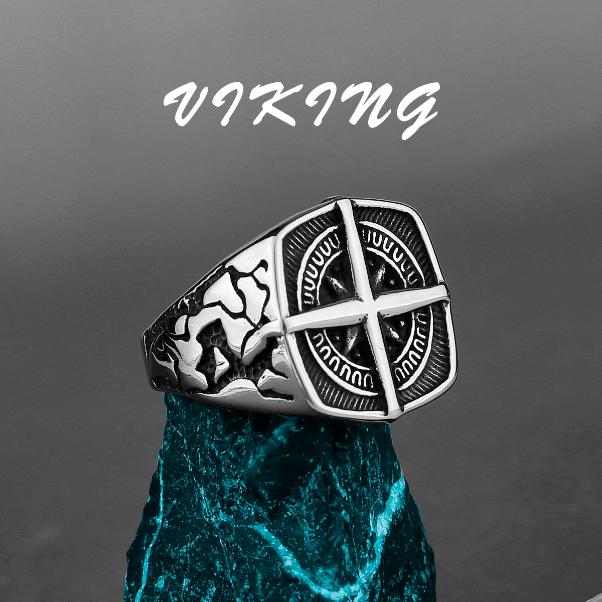 Nordic Viking Stainless Steel Ring Anchor Compass Tree of Life Viking Rune Wolf Men and Women Ring Jewelry Factory Wholesale