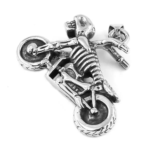 Pendentif crâne fantôme de moto en acier inoxydable, bijoux lourds classiques en os, pendentif crâne de motard pour homme, vente en gros SWP0397A