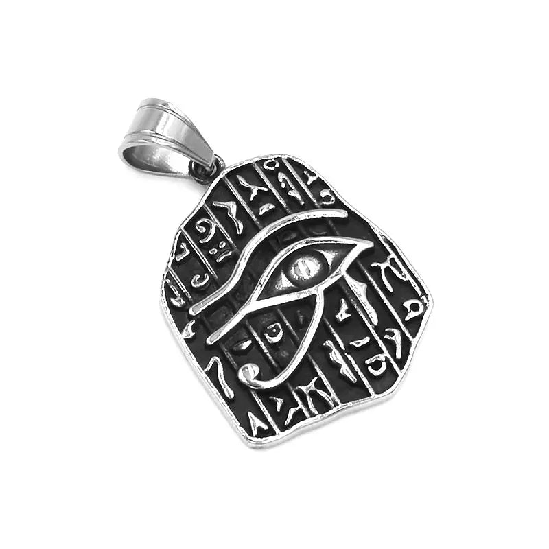 Egyptian Eye of Horus Ra Udjat Talisman Pendant Stainless Steel Jewelry All Seeing Eye Symbol Rune Biker Men Gift SWP0550A