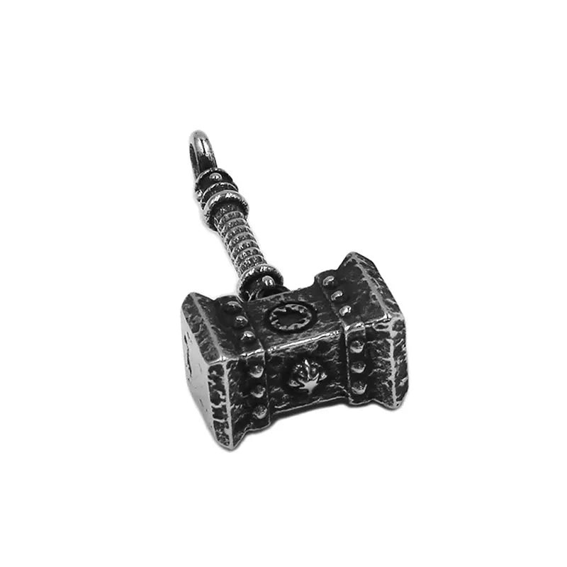 Classic Thor Hammer Pendant Stainless Steel Necklace Norse Viking Axe Biker Mens Jewelry SWP0522A