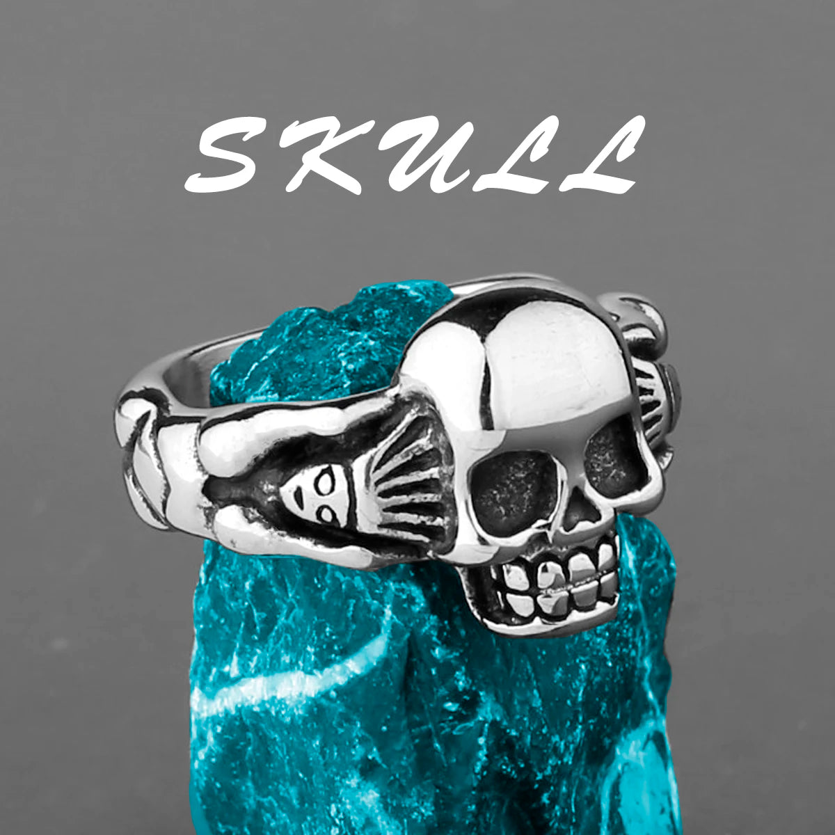 Skeleton Punk Men's Ring Rock Motorcycle Stainless Steel Ring Titanium Steel Casting Creative Gift Wholesale