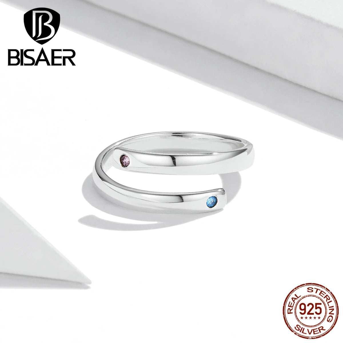 BISAER Custom Personalized Name Ring 100% 925 Sterling Silver Ring For Women Engraved Adjustable Finger Ring Best Gift ECR747