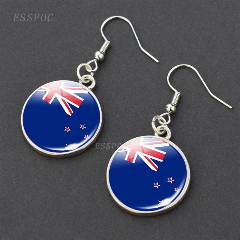 National Flag Pattern Dangle Earrings Israel Russia United States France Italy Germany Spain Flag Women Hook Earring Jewelry