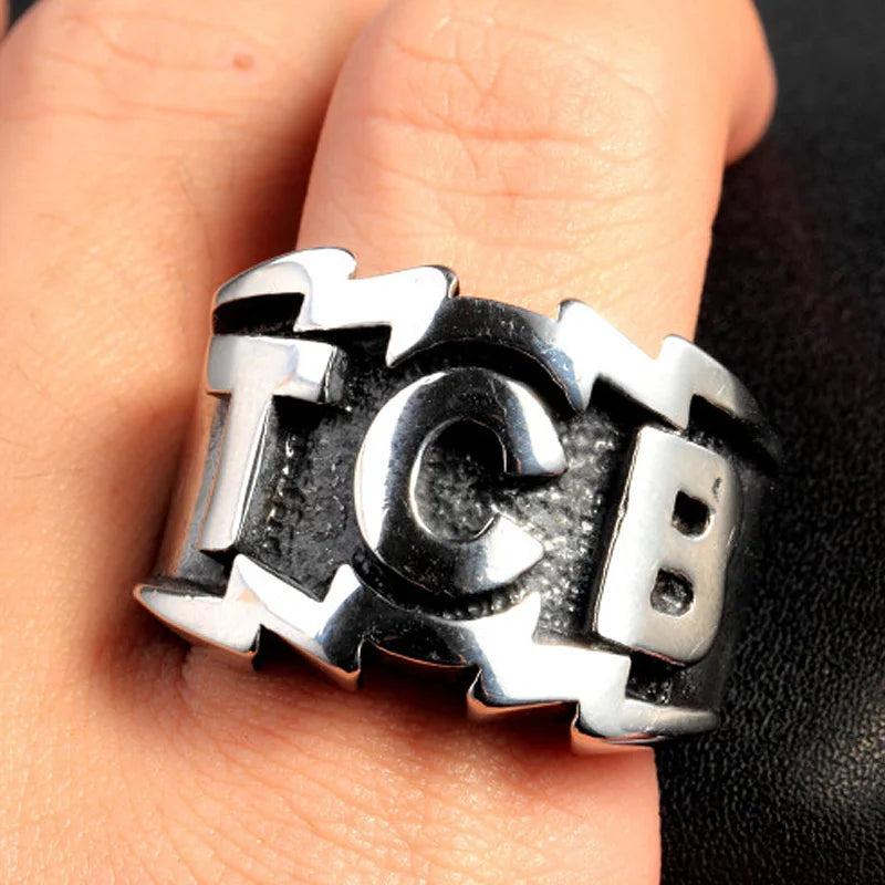 Mens Heavy Metal TCB Ring Stainless Steel Biker Ring Cool Take Care of Business Ring Fashion Male Punk Jewelry Party Best Gift