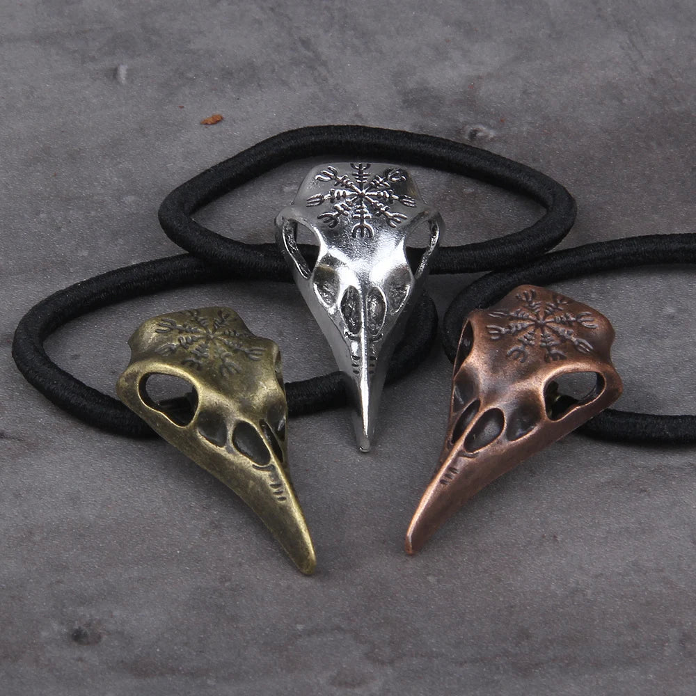 Norse Vikings Accessories Crystal Raven Head Black Elastic Hair Rubber Bands Viking Hair Rope Women Fashion Head Jewelry