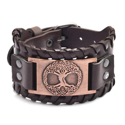 Odin Raven Charm Rune Vegvisir Leather Bracelet Men Punk Slavic Bangle Male Wristband Viking Bracelet Mens Jewelry