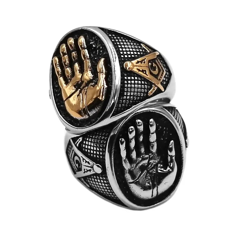 Hand Palm Masonic Ring Stainless Steel Jewelry Classic Mason Palm Biker Men Ring Wholesale SWR0992A