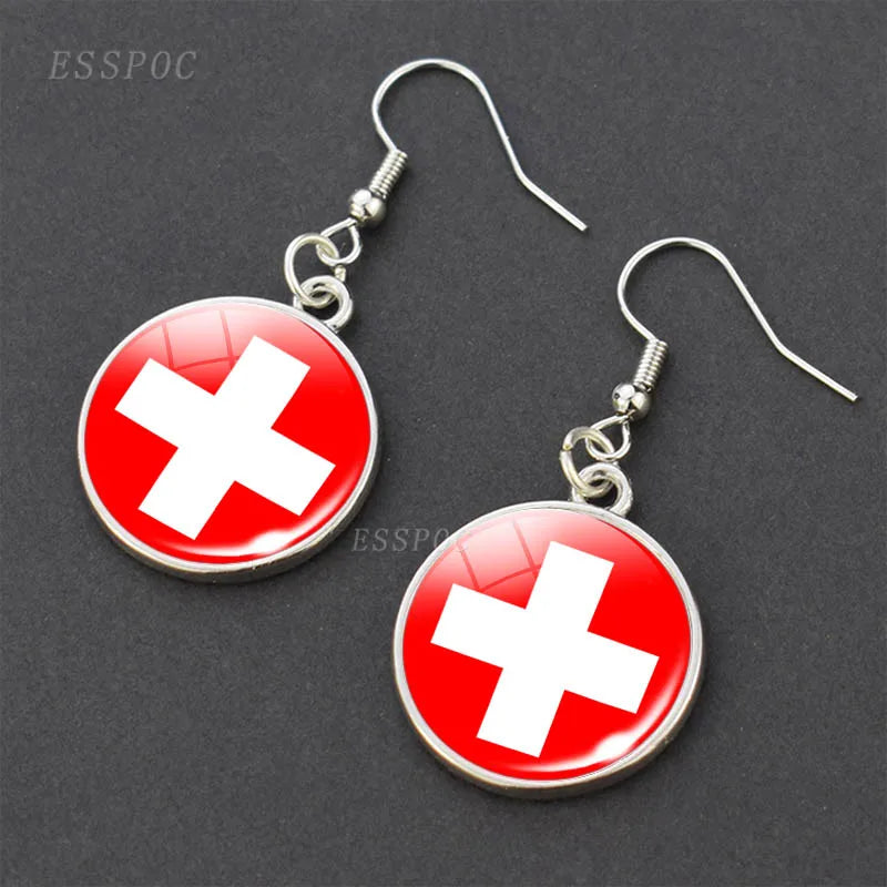 National Flag Pattern Dangle Earrings Israel Russia United States France Italy Germany Spain Flag Women Hook Earring Jewelry